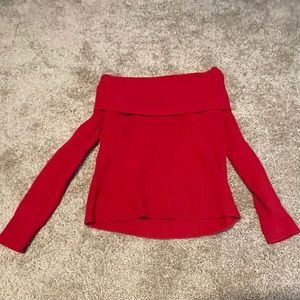 GUC Red Leith Off the Shoulder Sweater